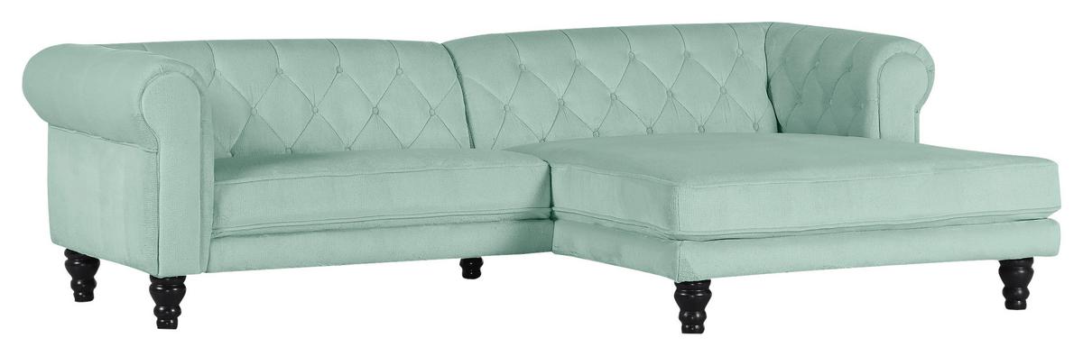 Ecksofa Jonte Mintgrün S: 260x160 cm - Dunkelbraun/Mintgrün, Design, Textil (260/160cm) - MID.YOU