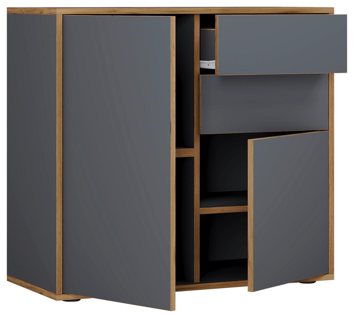 Kommode Salia Anthrazit/Eiche Dekor B: 79cm - Honigeiche/Anthrazit, Design, Holzwerkstoff (79/74/33cm) - MID.YOU