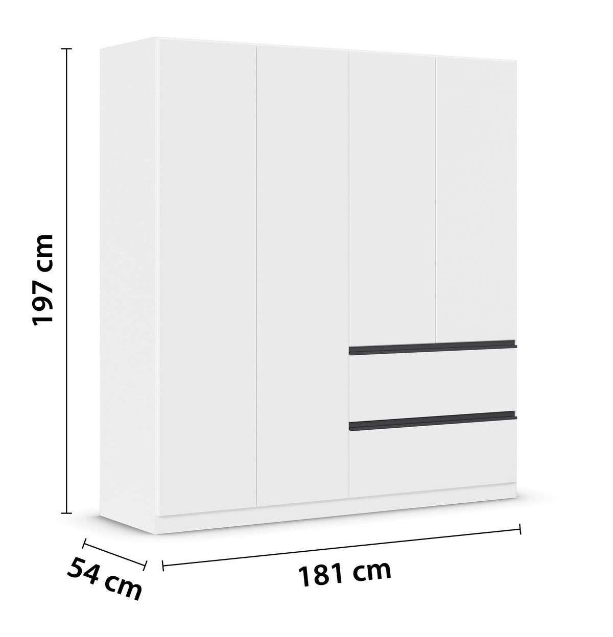 Drehtürenschrank Costa Weiß B: 181 cm - Weiß, MODERN, Holzwerkstoff (181/197/54cm) - Rauch Möbel