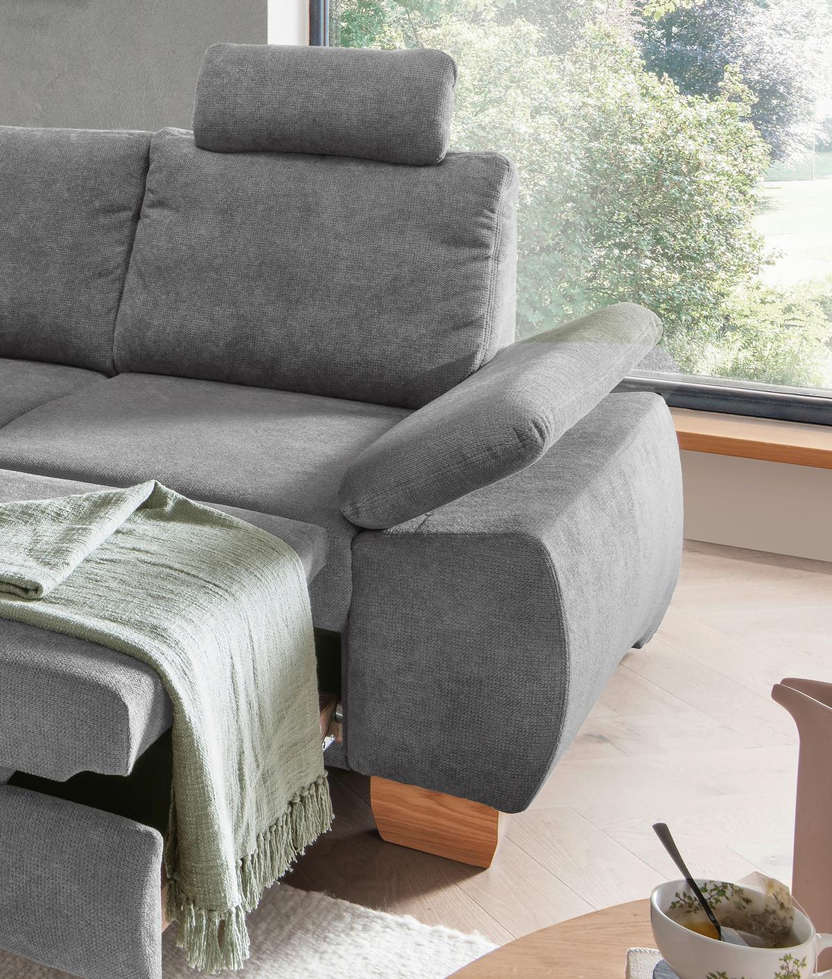 Eckschlafsofa Positano, Grau S: 206x261 Cm - Wildeiche/Grau, MODERN, Textil (206/261cm) - Livetastic