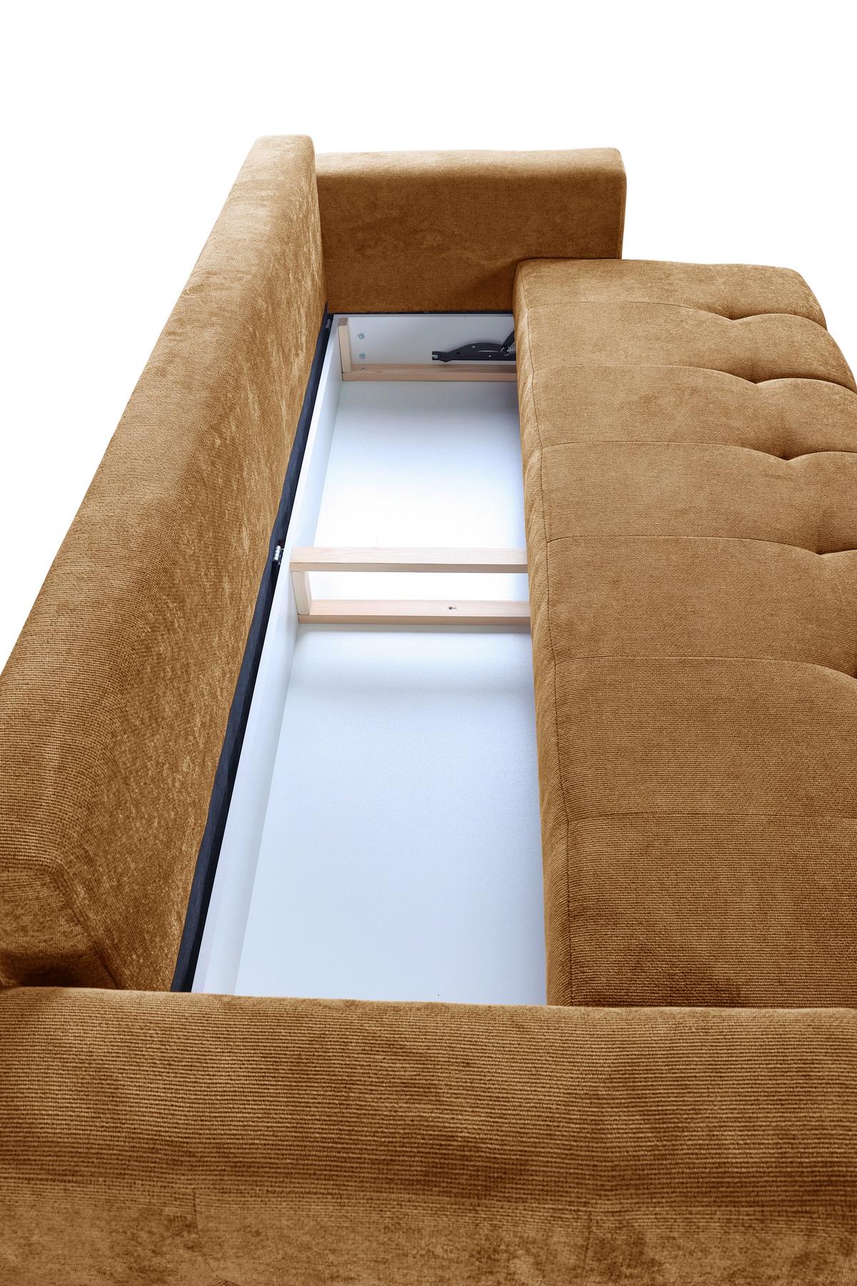 Schlafsofa Weronika, Hellbraun B: 247 Cm - Hellbraun/Schwarz, Design, Holz/Holzwerkstoff (247/94/90cm) - MID.YOU