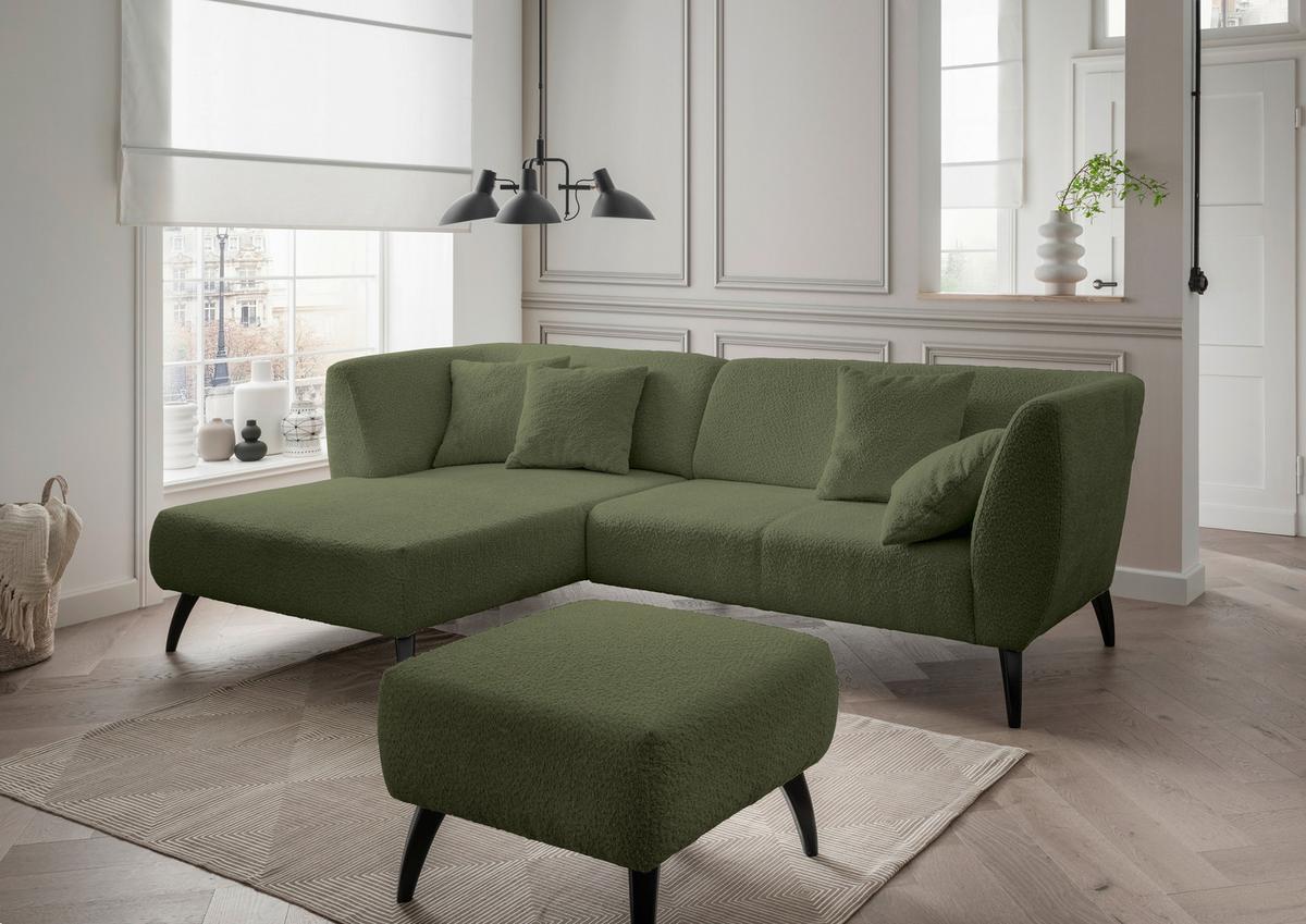 Ecksofa Colori Dunkelgrün S: 160/264 cm - Dunkelgrün/Schwarz, MODERN, Holz/Textil (160/264cm) - MID.YOU