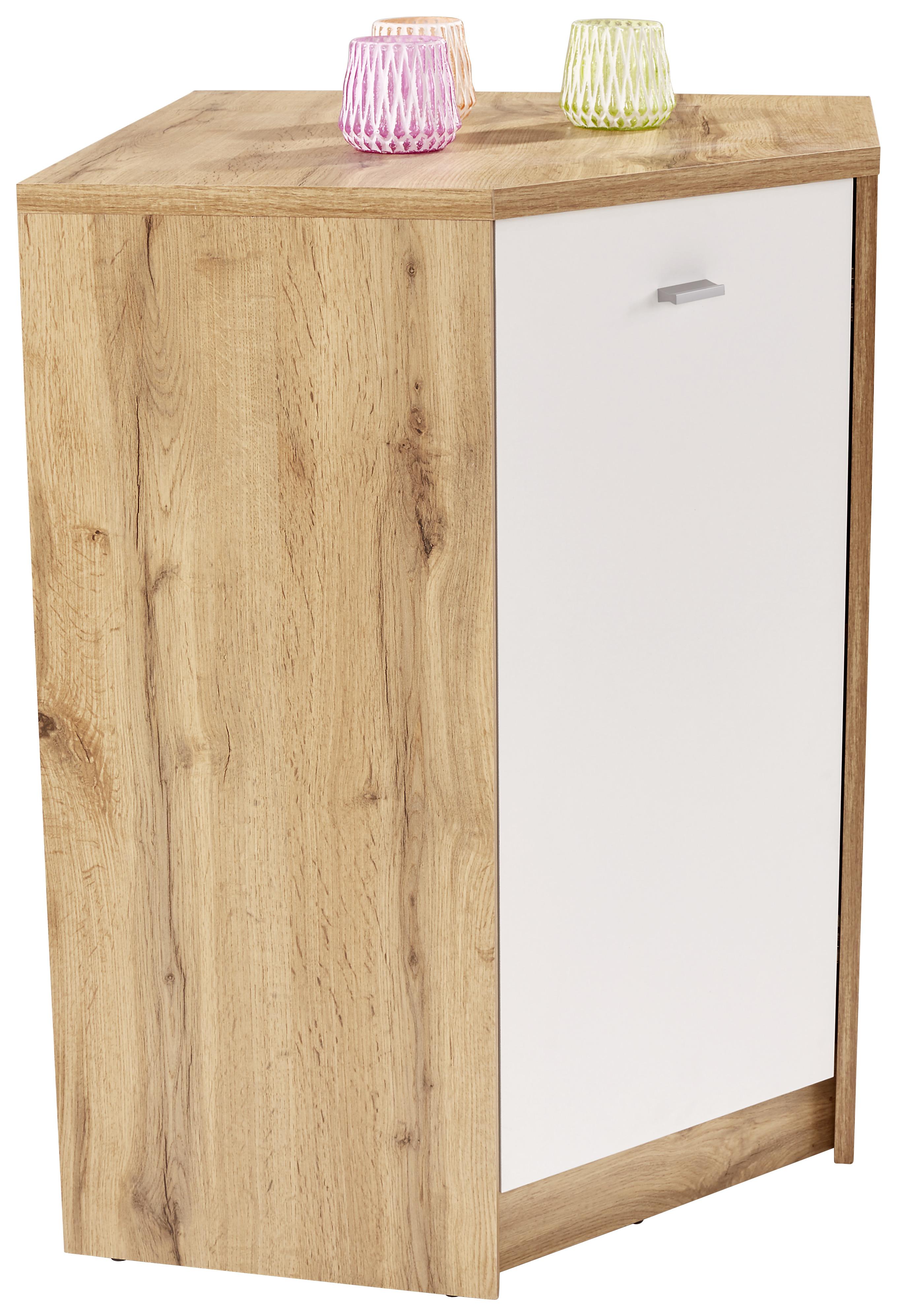 Eckkommode in Eichefarbe und Weiß kaufen