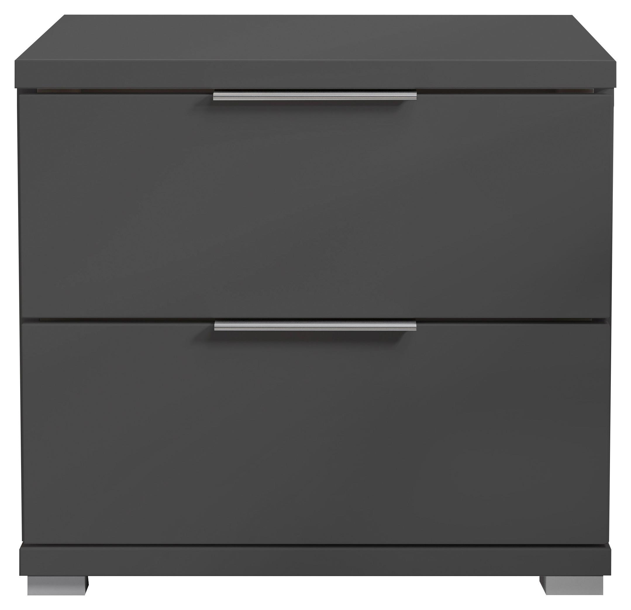 Nachtkästchen Smilla 2l G - Alufarben/Graphitfarben, KONVENTIONELL, Holzwerkstoff (46/43/42cm)