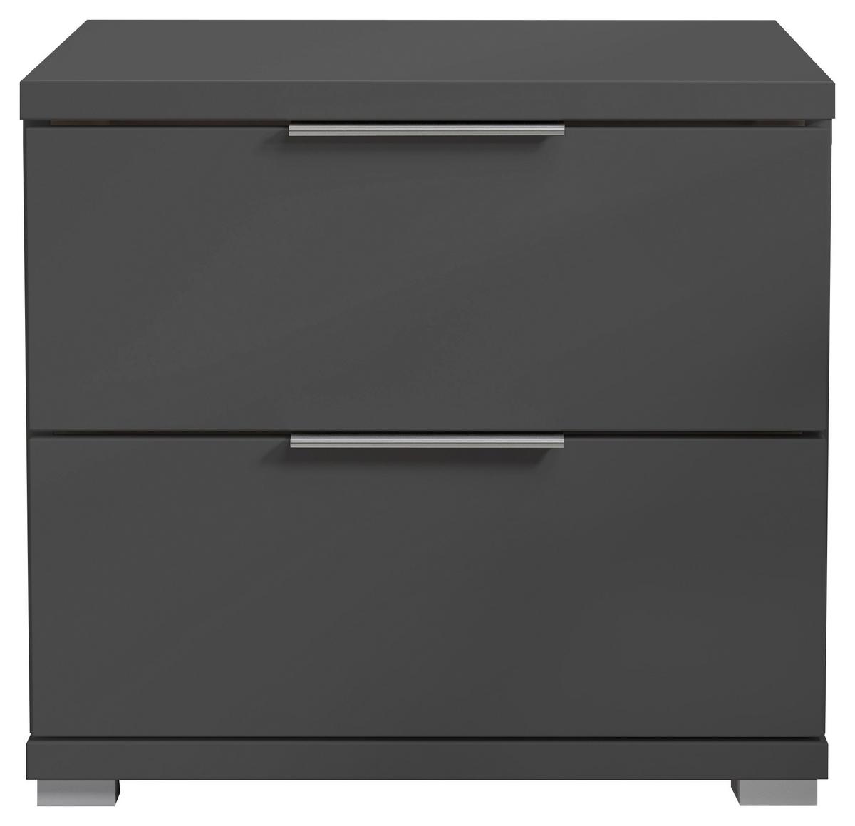 Nachtkästchen Smilla 2l G - Alufarben/Graphitfarben, KONVENTIONELL, Holzwerkstoff (46/43/42cm)