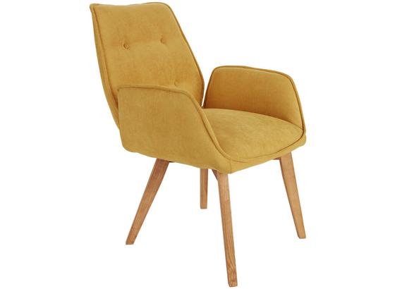 Stolička Bettina - farby dubu/žltá, Moderný, drevo/textil (60/90/67cm) - Ombra