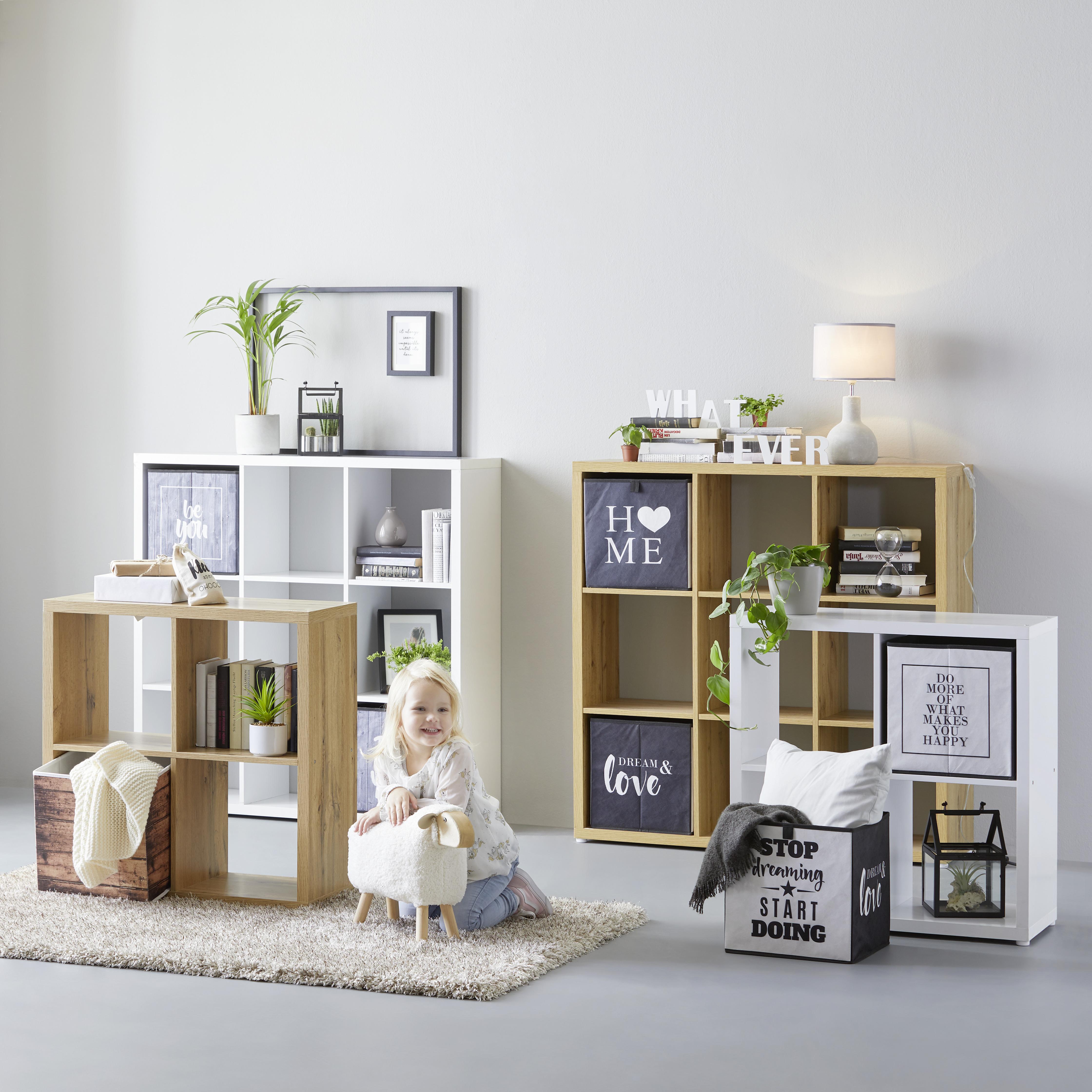 ÚLOŽNÝ BOX POPPI 7 - sivá/biela, kartón/textil (32/32/32cm) - Mömax