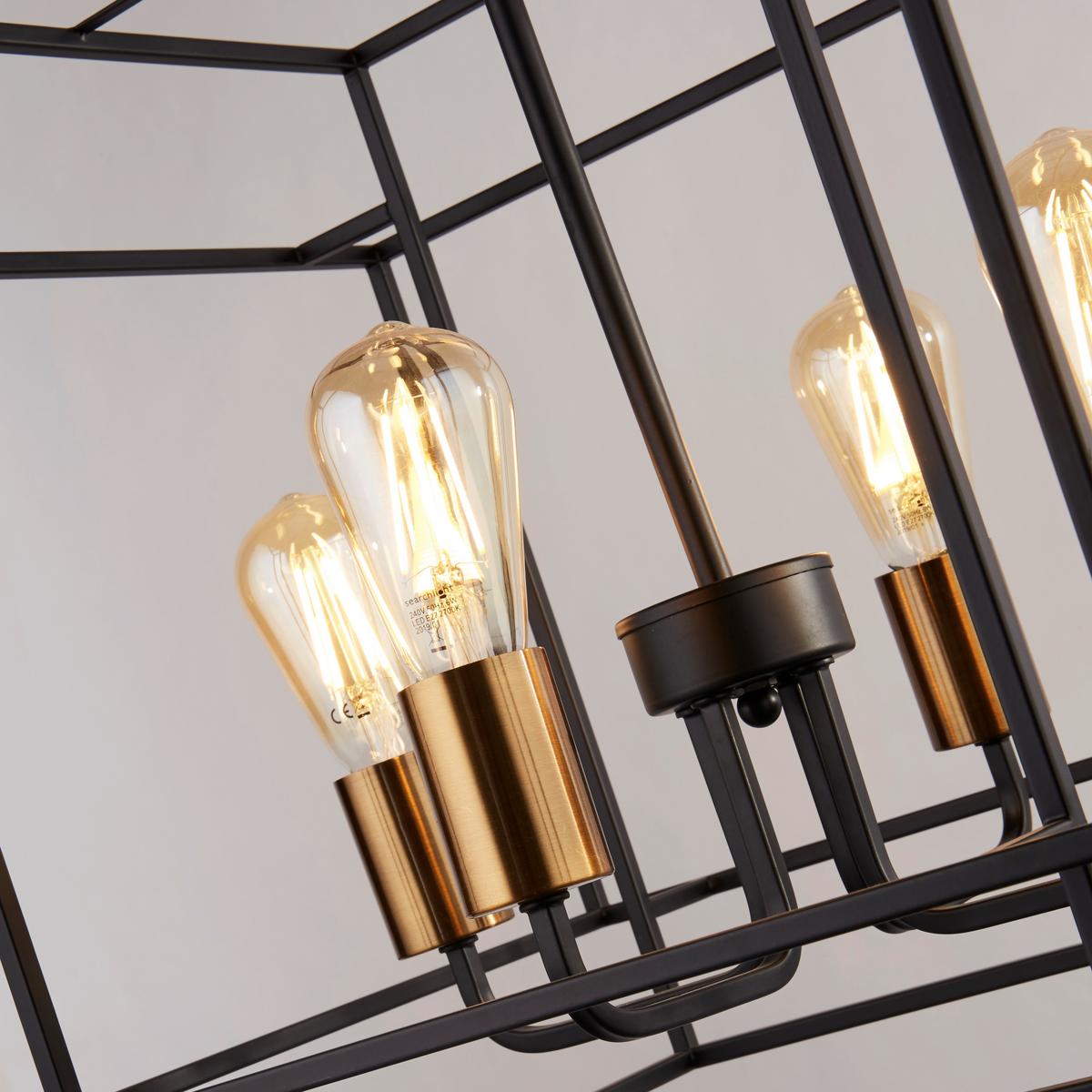 Hängeleuchte Crate H: 152 cm 4-Flammig, höhenverstellbar - Schwarz/Bronzefarben, Design, Metall (45/152/45cm)