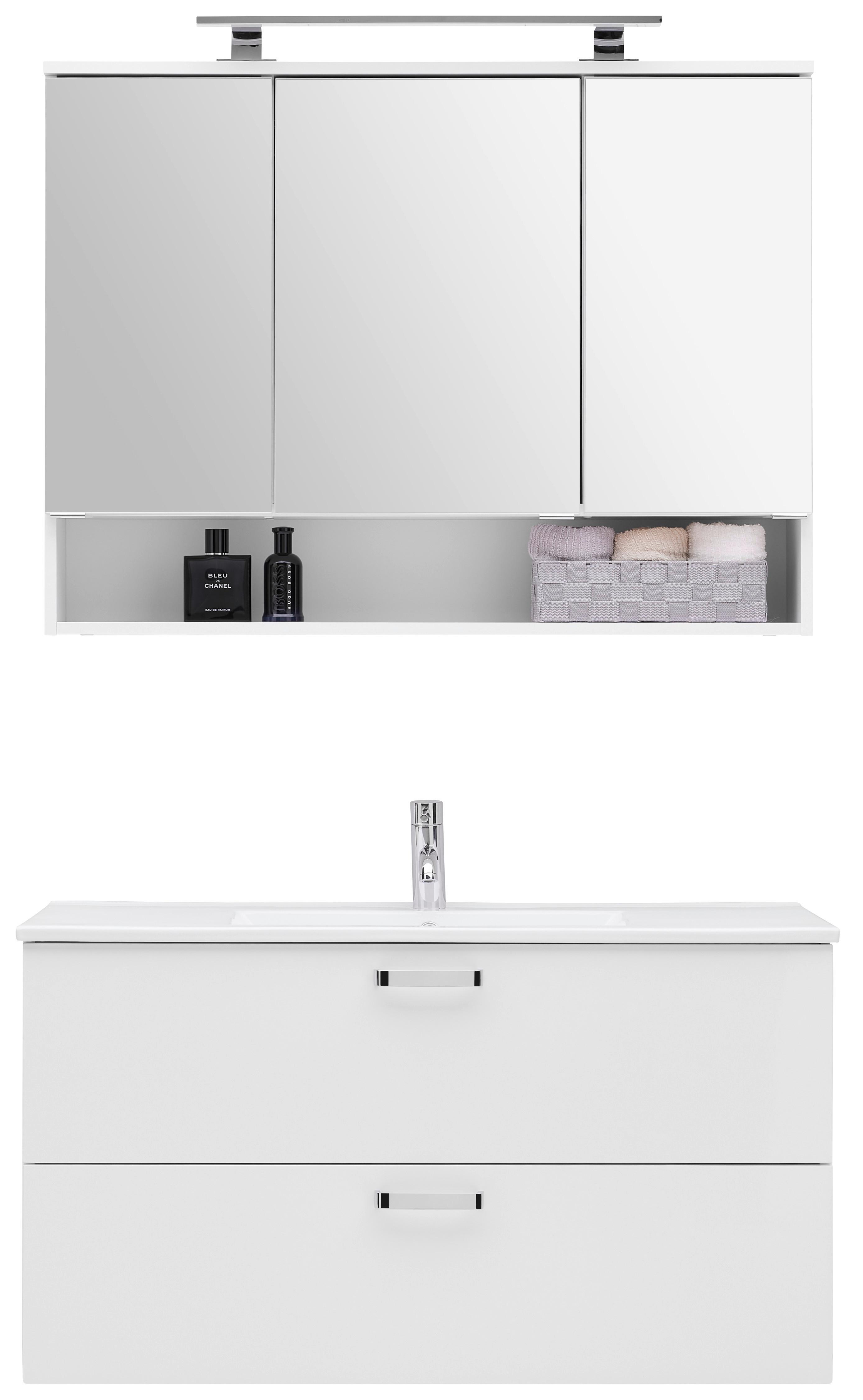 Badezimmer Fresh Weiß 3-teilig - Weiß, KONVENTIONELL, Holzwerkstoff (100/168,5/46,5cm) - Ondega