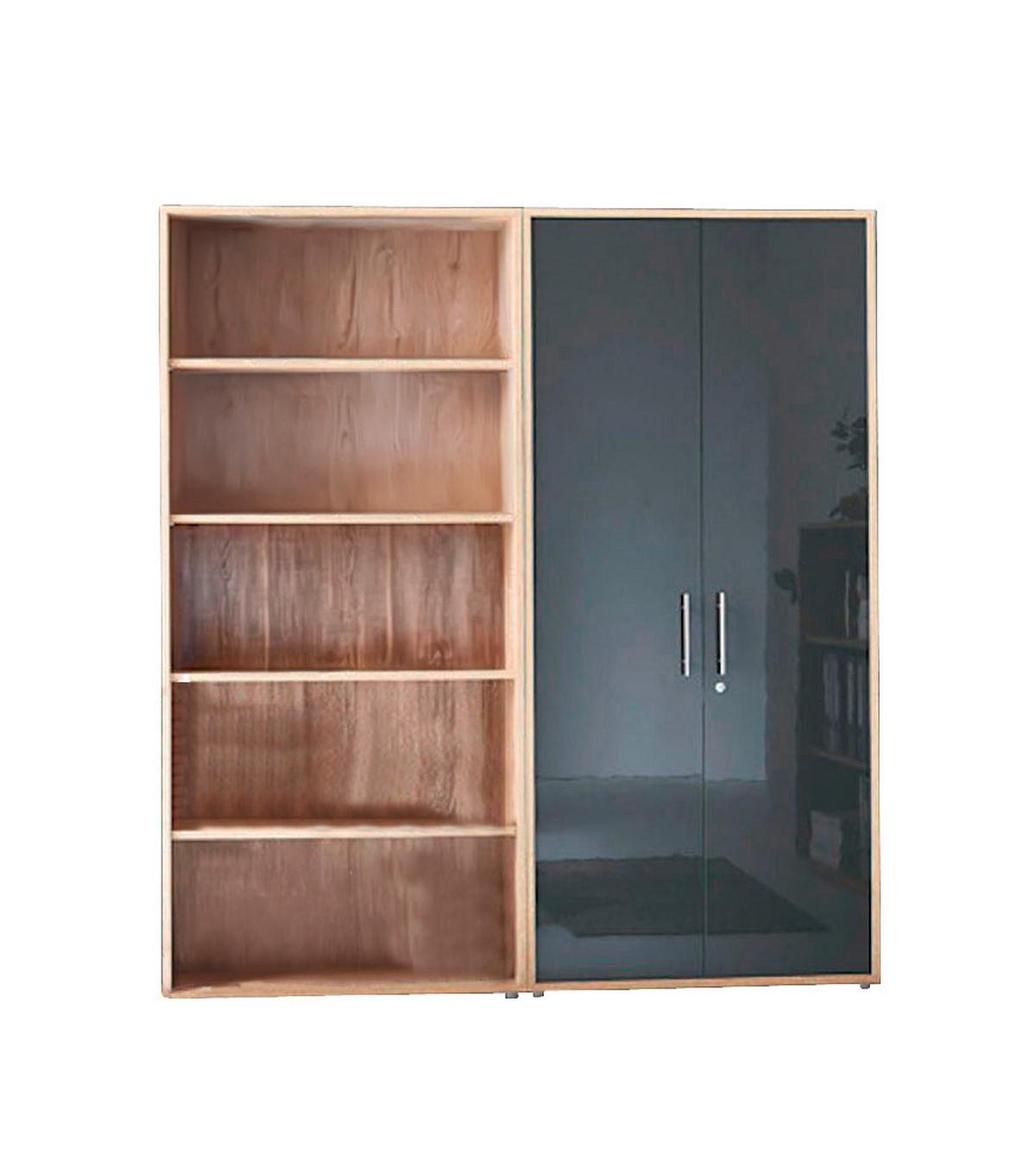 Büro Office Edition Eiche Dekor/Anthrazit - Anthrazit Hochglanz/Sonoma Eiche, MODERN, Holzwerkstoff - MID.YOU