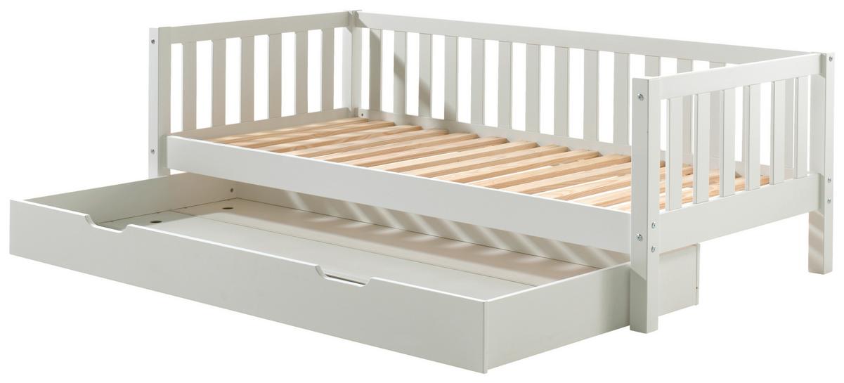 Ausziehbett Fritz Weiß Lackiert 90x200cm - Weiß, MODERN, Holz/Holzwerkstoff (90/200cm) - MID.YOU