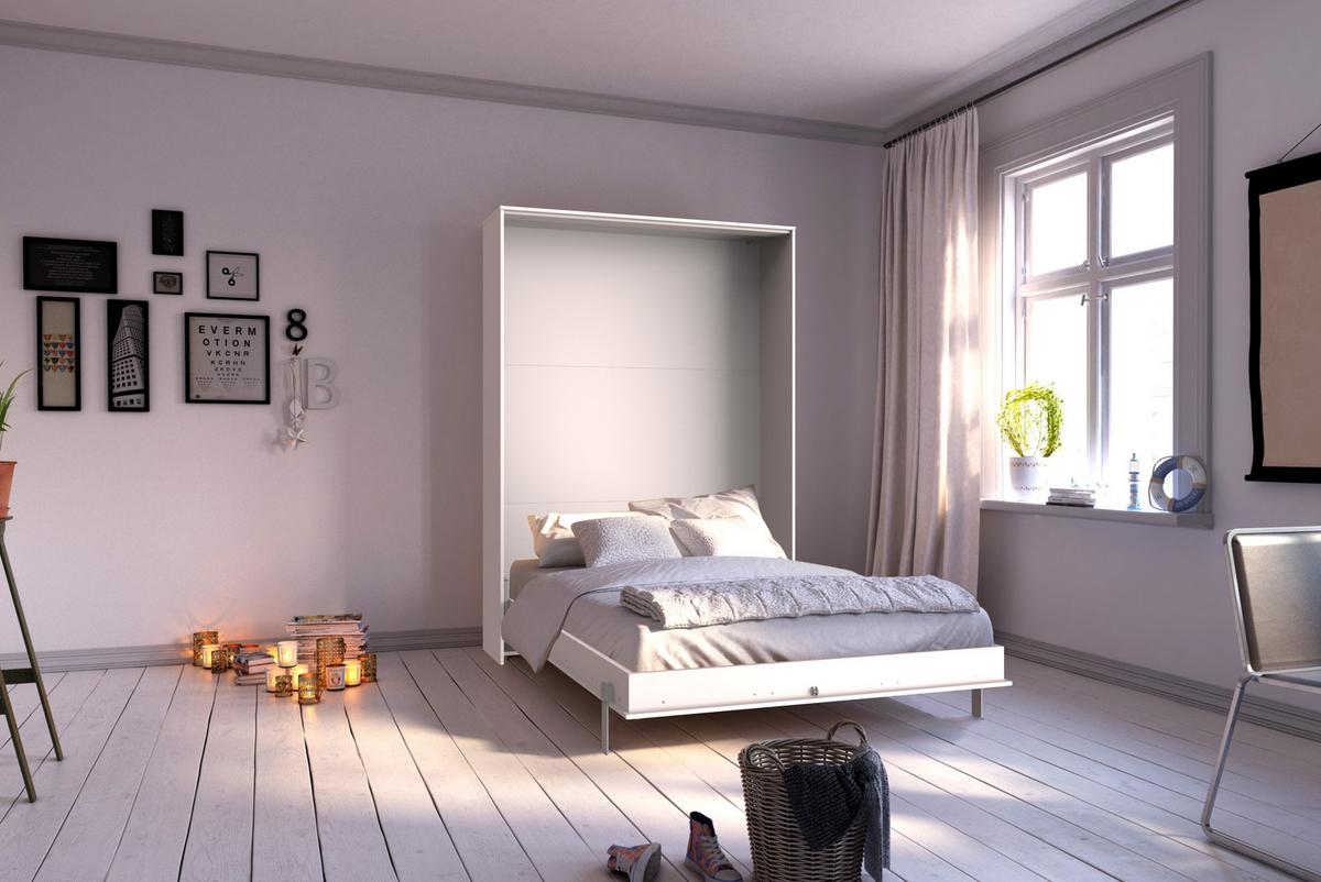 Vyklápěcí postel JUIST vertikální 120x200cm - bílá, Moderní, kompozitní dřevo (120/200cm)