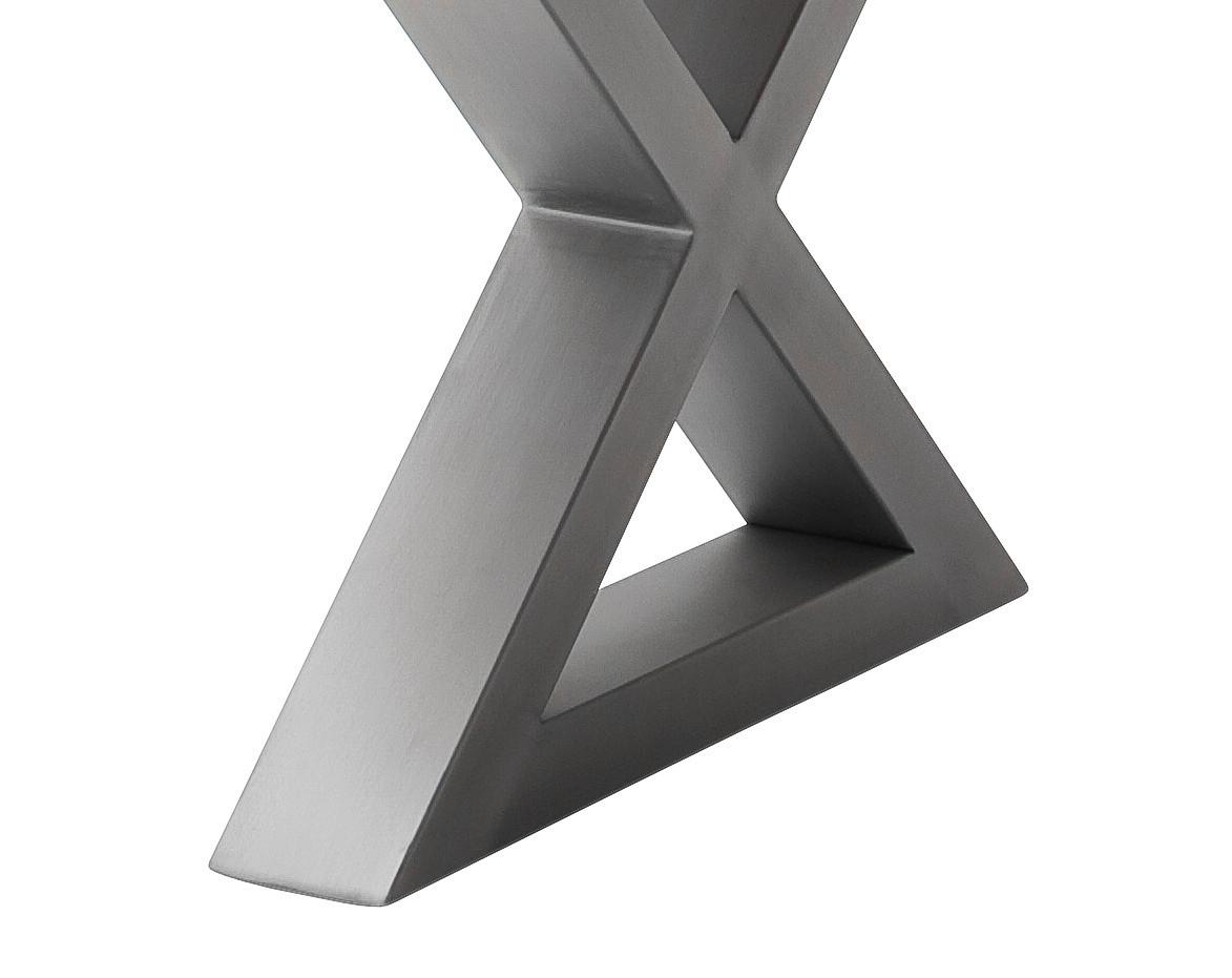 Couchtisch Holz Massiv Cartagena Walnuss/edelstahlf. - Edelstahlfarben/Walnussfarben, MODERN, Holz/Metall (110/45/70cm)