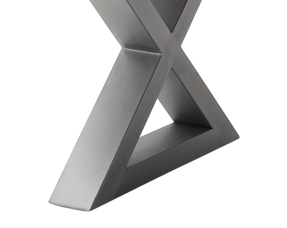 Couchtisch Holz Massiv Cartagena Walnuss/Edelstahlf. - Edelstahlfarben/Walnussfarben, MODERN, Holz/Metall (110/45/70cm)