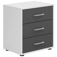 Nachtkästchen Smart 3 Weiß/graphit H: 54 Cm - Anthrazit/Grauweiß, Basics, Holzwerkstoff (50/54/35cm)