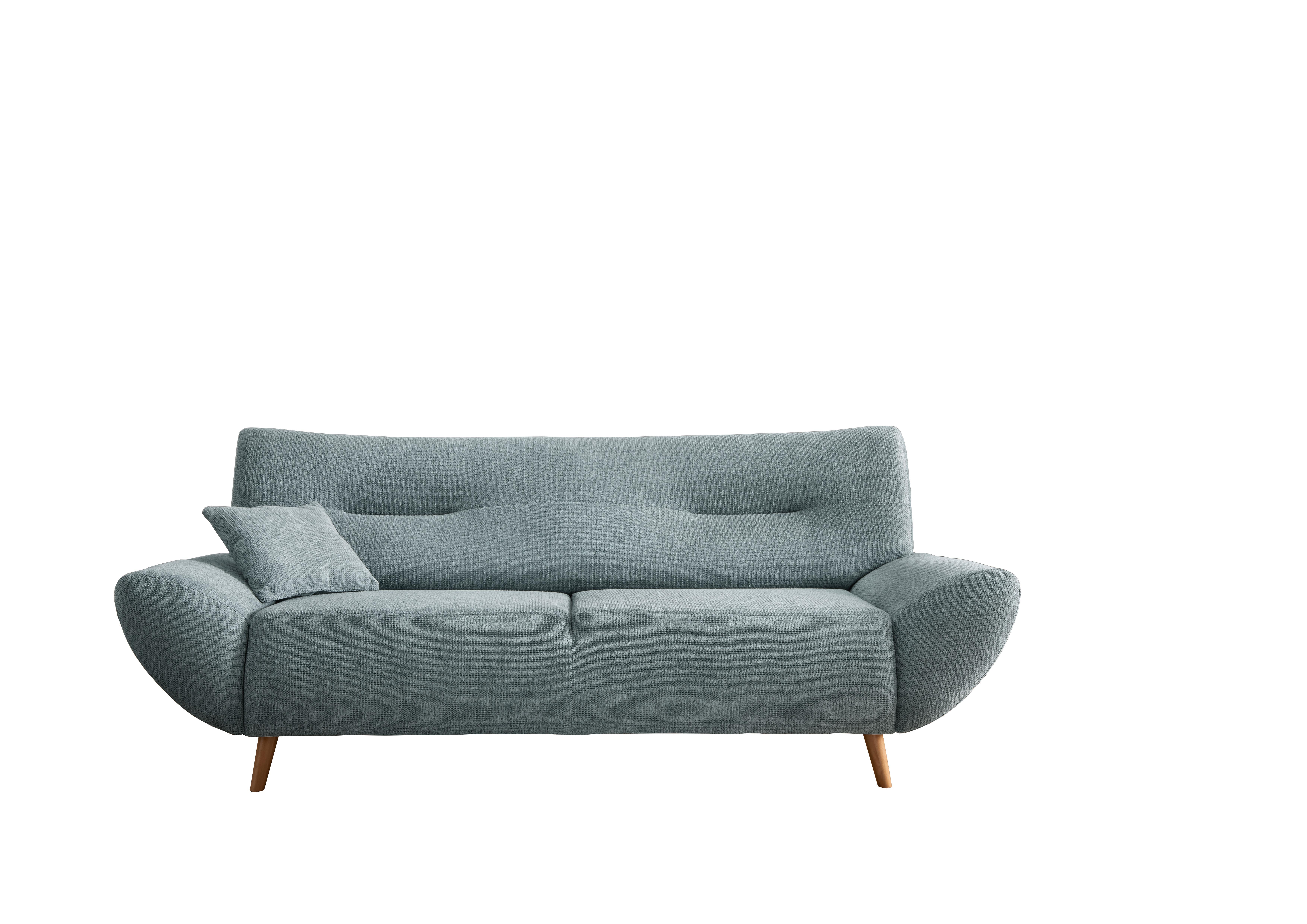 3-Sitzer-Sofa Chenille Blau Rücken Echt - Wildeiche/Blau, MODERN, Textil (205/81/90cm) - MID.YOU