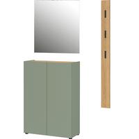 Garderobe Alviano Grün/Eiche Dekor 3-Teilig - Eichefarben/Grün, Design, Glas/Holzwerkstoff (104/200/33cm) - Germania