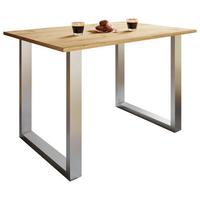 Esstisch Xona Silberfarben/honigeiche Dekor - Honigeiche/Silberfarben, Basics, Holzwerkstoff/Metall (140/80/76cm) - MID.YOU
