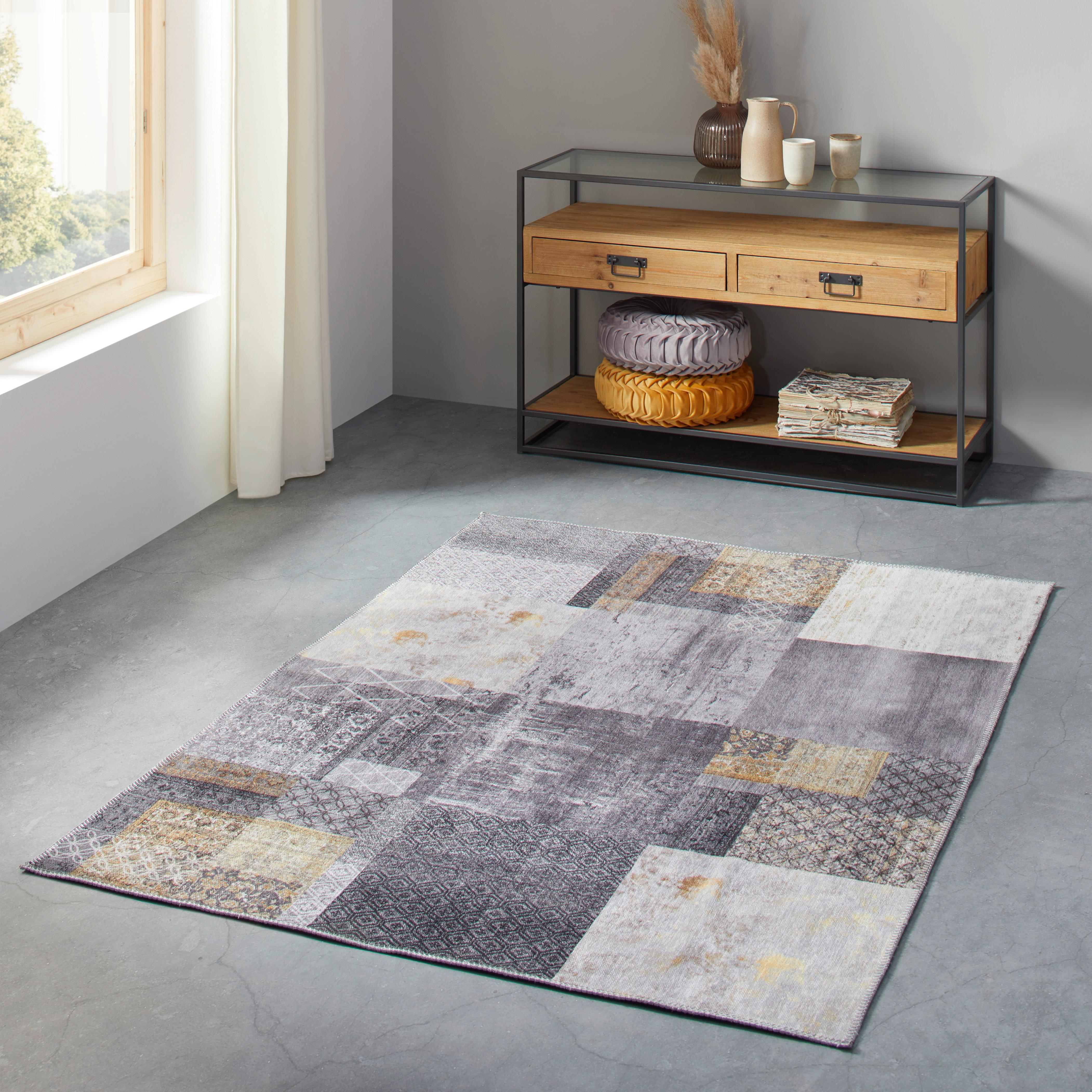 Plocho Tkaný Koberec Edessa 2, 120/170cm - sivá/zlatá, Moderný, textil (120/170cm) - Modern Living