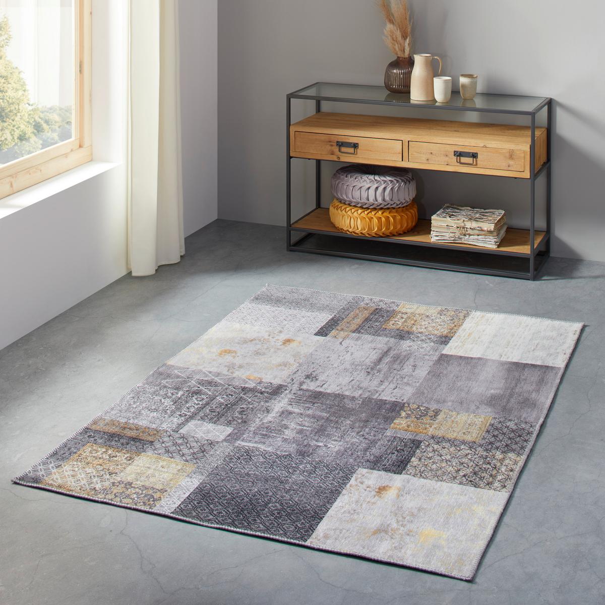 KOBEREC TKANÝ NA PLOCHO Edessa 2, 120/170cm - šedá/barvy zlata, Moderní, textil (120/170cm) - Mömax
