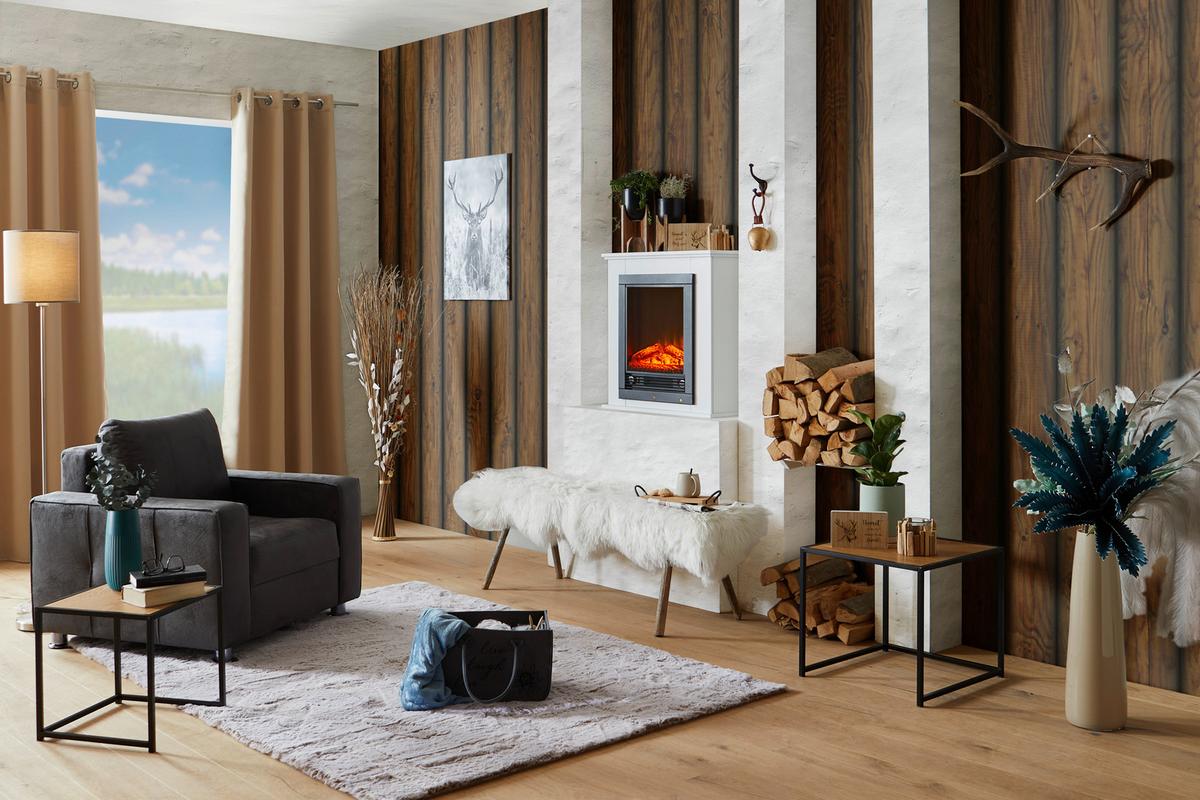 Kunstpflanze Palme Blau L: 110 cm, Hadar - Blau/Braun, LIFESTYLE, Papier/Kunststoff (110cm) - Luca Bessoni