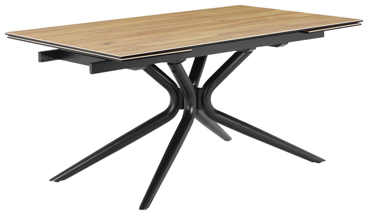 Esstisch Liana Teakfarben/Schwarz L:160-240cm - Schwarz/Teakfarben, MODERN, Glas/Keramik (160-240/90/76cm) - P & B