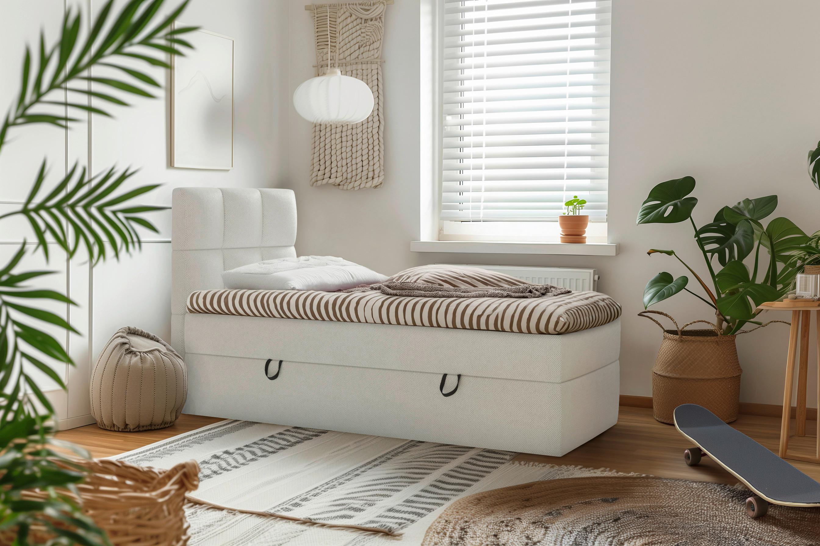 Boxbett mit Topper & Bettkasten 90x200 Polly - Weiß, MODERN, Holz/Holzwerkstoff (90/200cm) - MID.YOU