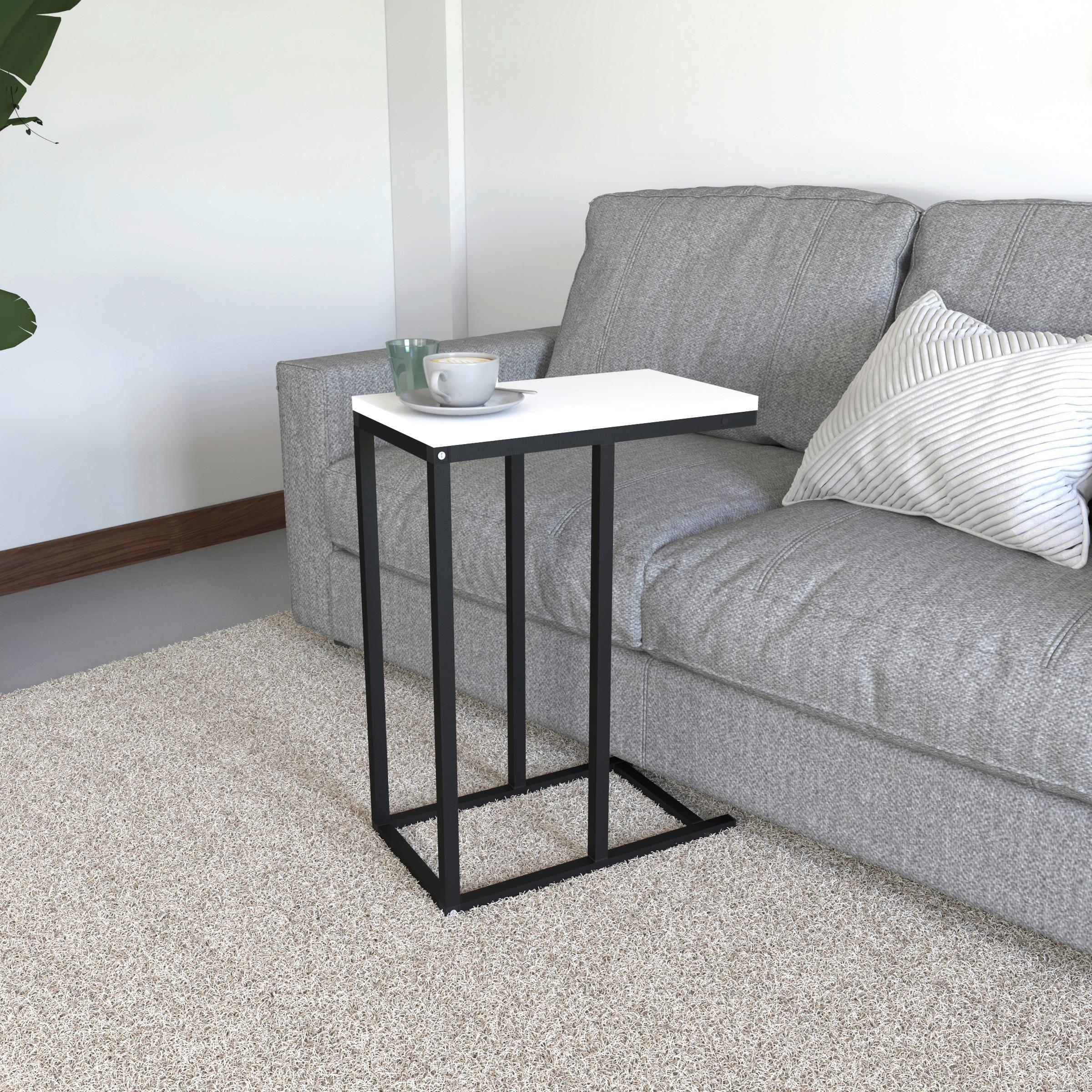 Beistelltisch Insasi Schwarz, Weiß L: 46 cm - Schwarz/Weiß, Design, Holzwerkstoff/Metall (46/26/63cm) - MID.YOU