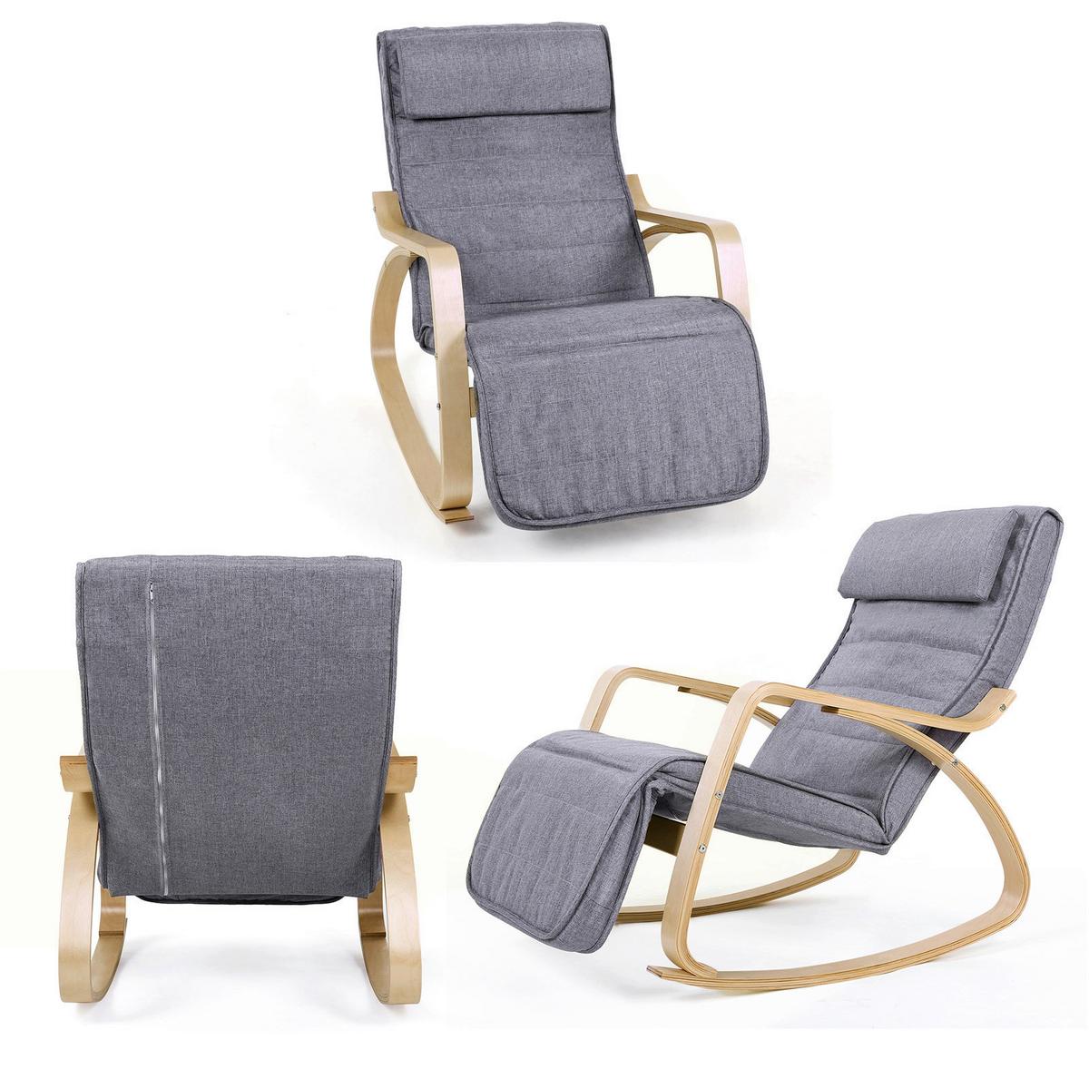 Relaxačné kreslo s vankúšom sivé - sivá/farba brezy, Basics, drevo/textil (121,5/84/67cm) - Boxxx