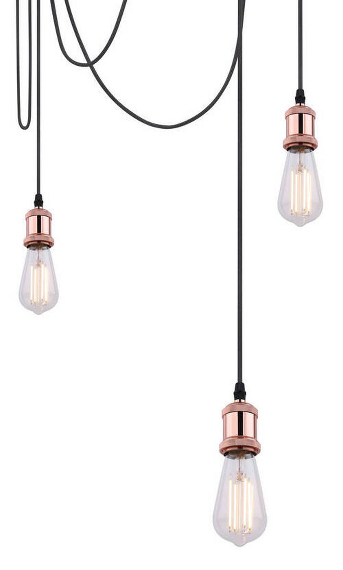 Hängeleuchte Globe H: 200 cm 5-Flammig, Kupferfarben - Kupferfarben, Basics, Textil/Metall (11,7/200cm) - Globo