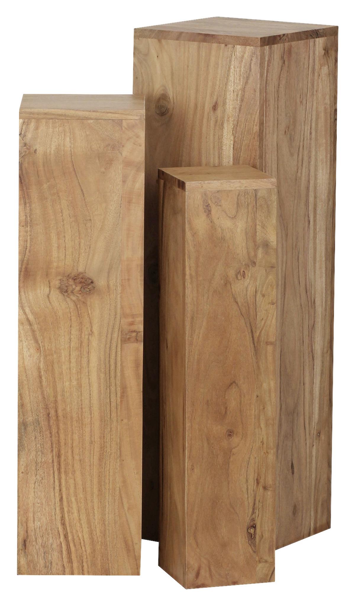 Sada stolků pod květiny sada 3ks masív - barvy akácie, Moderní, dřevo (24,5/85/24,5cm) - MID.YOU