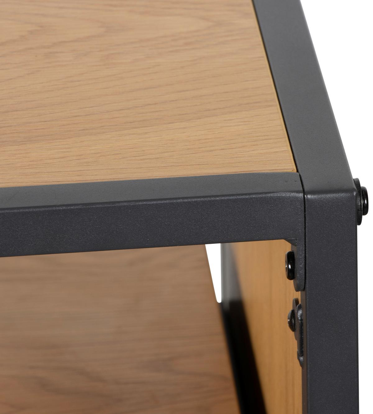 Psací stůl LENNY - černá/barvy dubu, Moderní, kov/kompozitní dřevo (100/40/75.5-93.5cm) - Bessagi Home