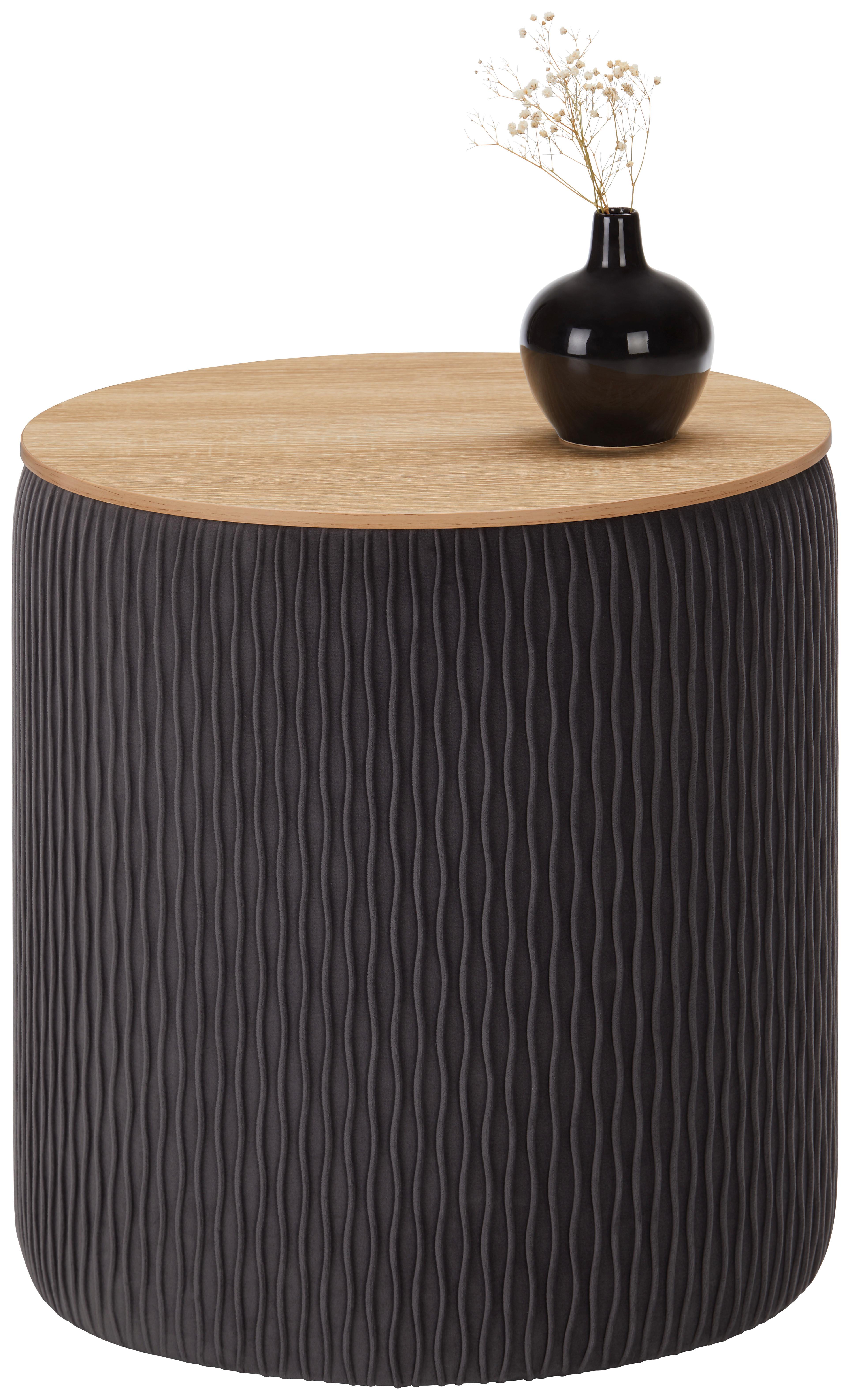 Príručný Stolík Velvet -Trend- - farby dubu/sivá, Moderný, kompozitné drevo/textil (42/46cm) - Modern Living