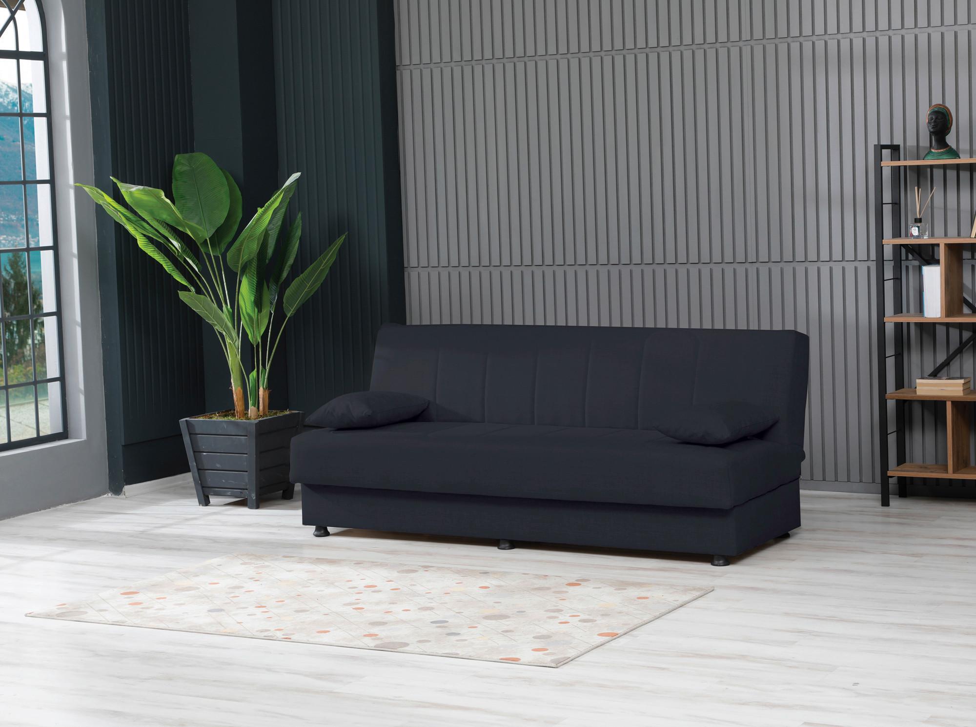 3-Sitzer-Sofa Ege Mit Schlaffunktion Graublau - Graublau/Schwarz, Design, Textil (190/82/82cm) - Livetastic