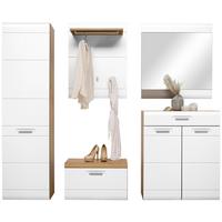 Garderoben-set Auris Weiß/eiche Dekor 5--Teilig. - Eichefarben/Weiß, MODERN, Holzwerkstoff (207/204,2/37,1cm) - Luca Bessoni