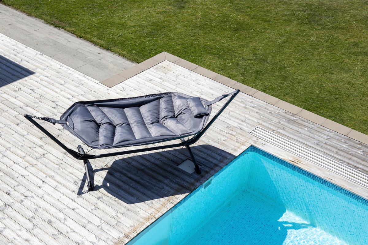 Hängematte Niño - Schwarz, KONVENTIONELL, Textil/Metall (115/104/305cm) - Gardenson