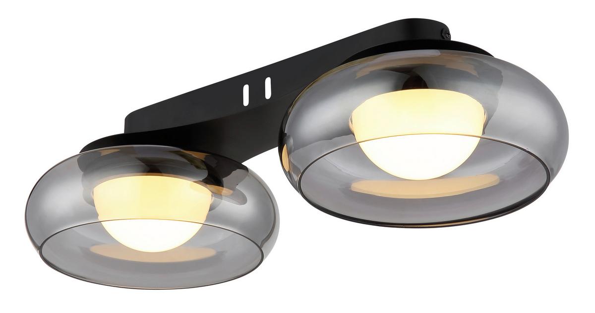 LED-Deckenleuchte 3000/4200/6000k - Schwarz/Weiß, Design, Glas/Kunststoff (45/20/10cm) - Globo