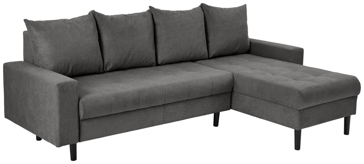 Ecksofa Boston, D. Grau S: 231x157 cm - Dunkelgrau/Schwarz, KONVENTIONELL, Textil (231/157cm) - P & B