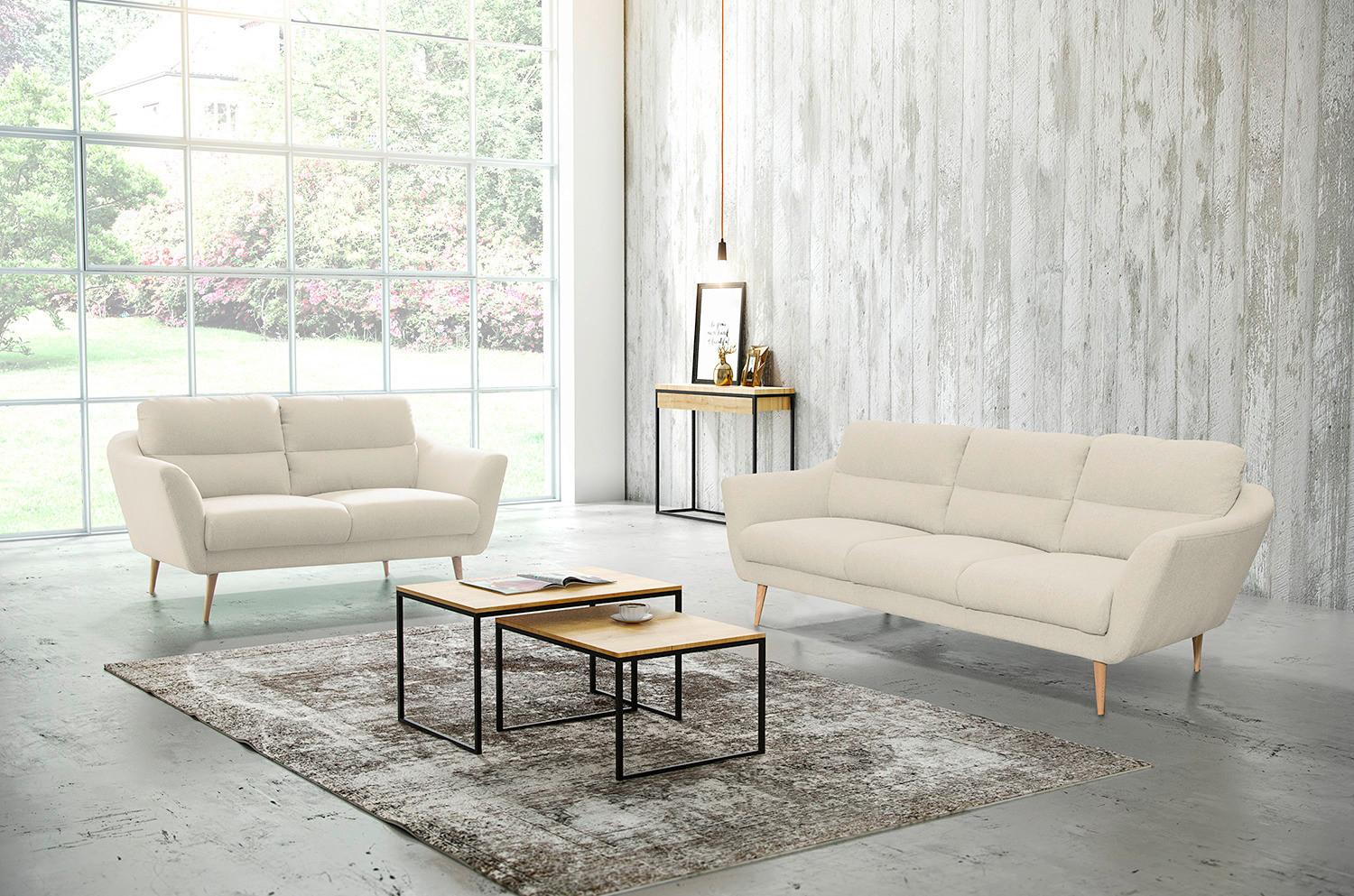 3-sitzer-sofa Tromso Creme B: 209 Cm - Buchefarben/Creme, Design, Textil (209/87/88cm) - Livetastic