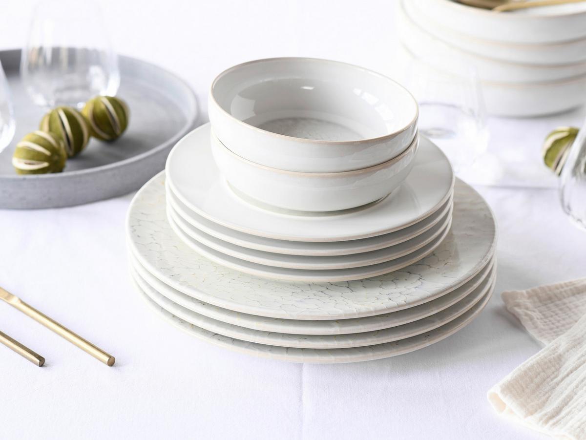 Tafelservice Unico Toscania Steinzeug, Creme, 16-teilig - Creme/Weiß, Basics, Keramik - Creatable