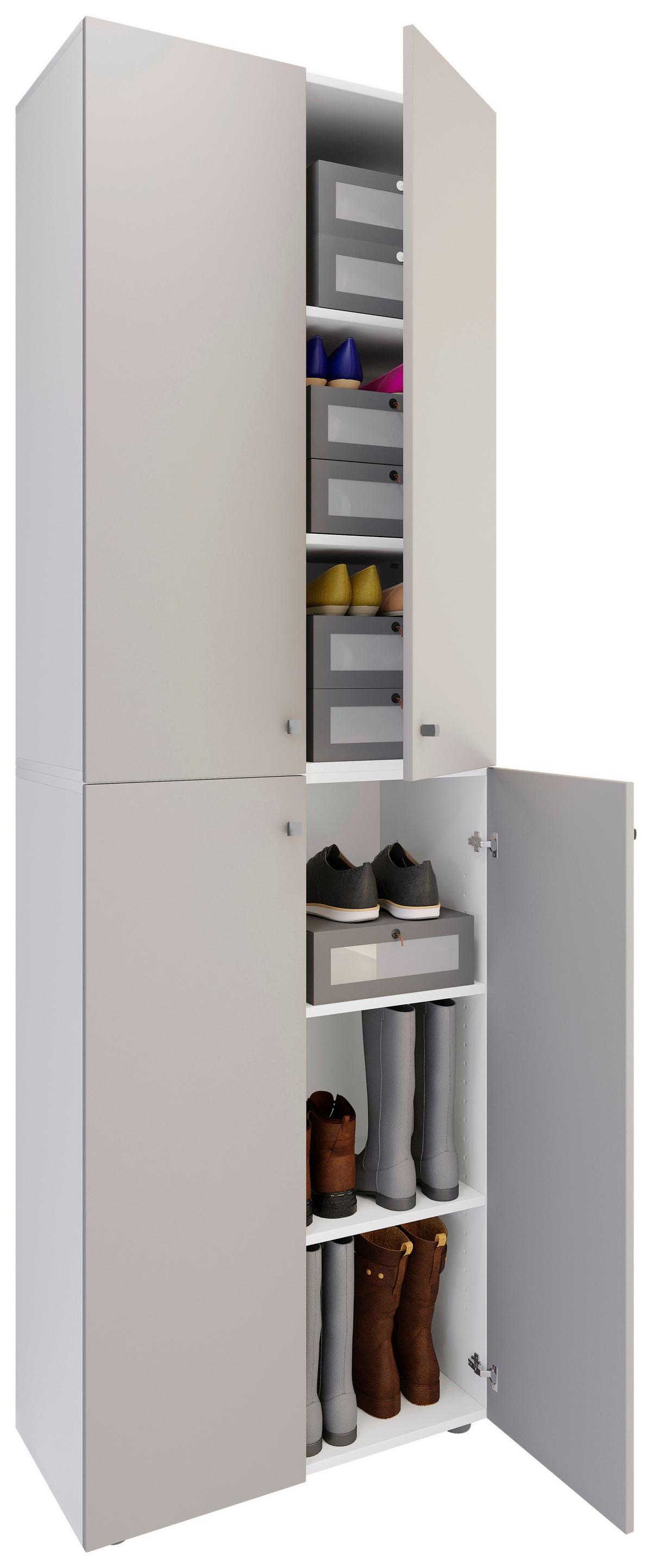 Schuhschrank Lona Grau Weiß - Schwarz/Weiß, Design, Holzwerkstoff (70/220/40cm) - MID.YOU