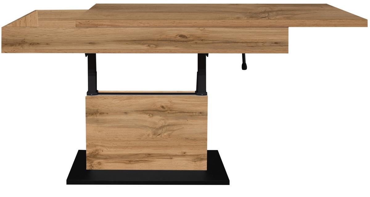 Couchtisch Lift Eiche Wotan/Schwarz B: 110 cm - Eiche Wotan/Schwarz, Design, Holzwerkstoff/Metall (110/60/58-77cm) - MID.YOU