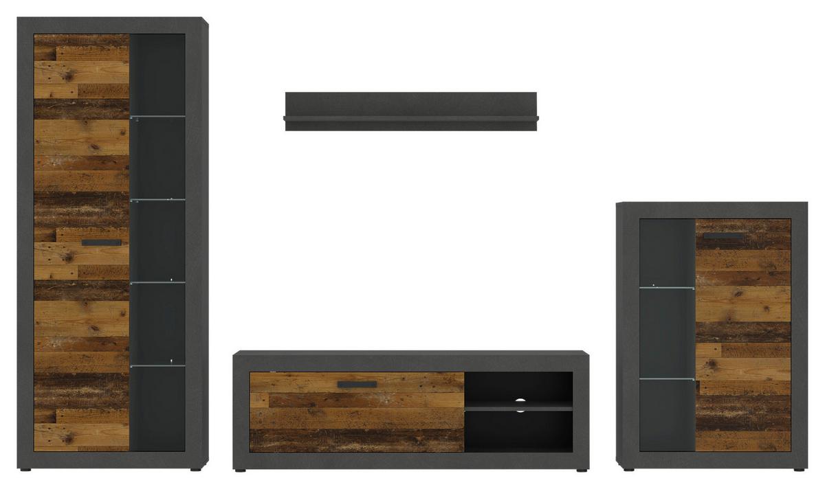 Stapelprogramm Kassel Eichefarben B: 306 cm - Eichefarben, ROMANTIK / LANDHAUS, Glas/Holzwerkstoff (306/192/42cm) - MID.YOU