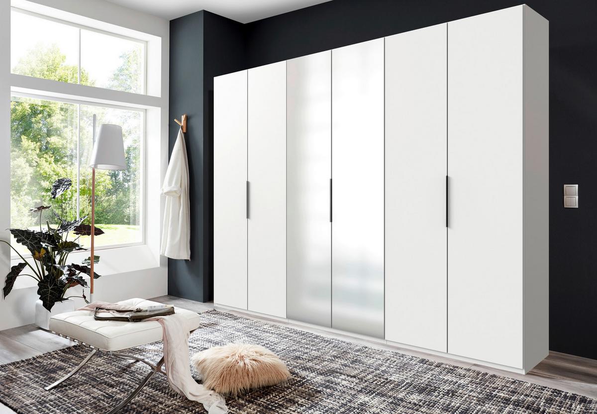 Drehtürenschrank Mit Spiegel 300 cm Level Weiß - Weiß, MODERN, Holzwerkstoff (300/236/58cm) - MID.YOU