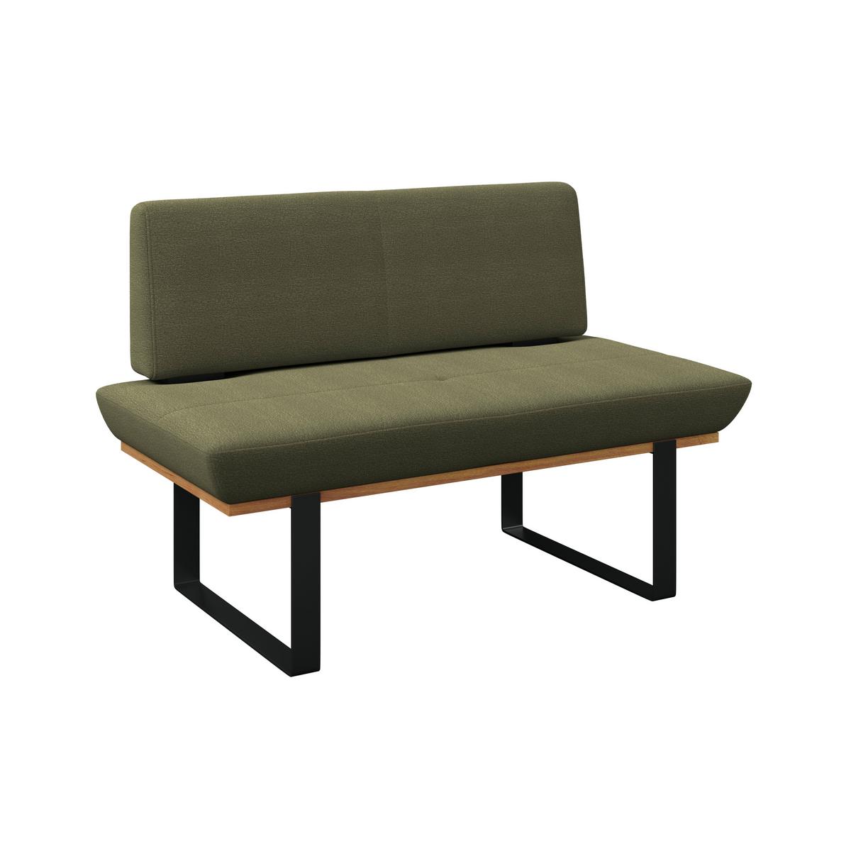 Sitzbank Tristan Webstoff grün, B: 130cm - Schwarz/Grün, MODERN, Holz/Textil (130/48/90cm) - James Wood