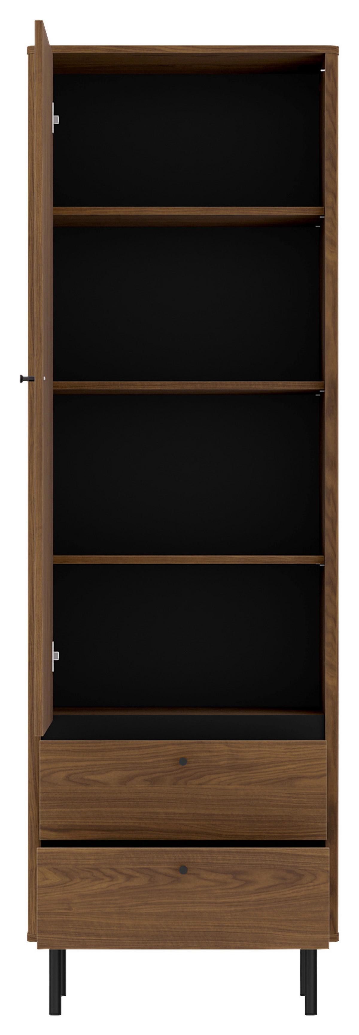 Hochschrank Revillo Schwarz/Nussbaumfarben B:63cm - Nussbaumfarben/Schwarz, Basics, Holzwerkstoff (63/195/40cm)