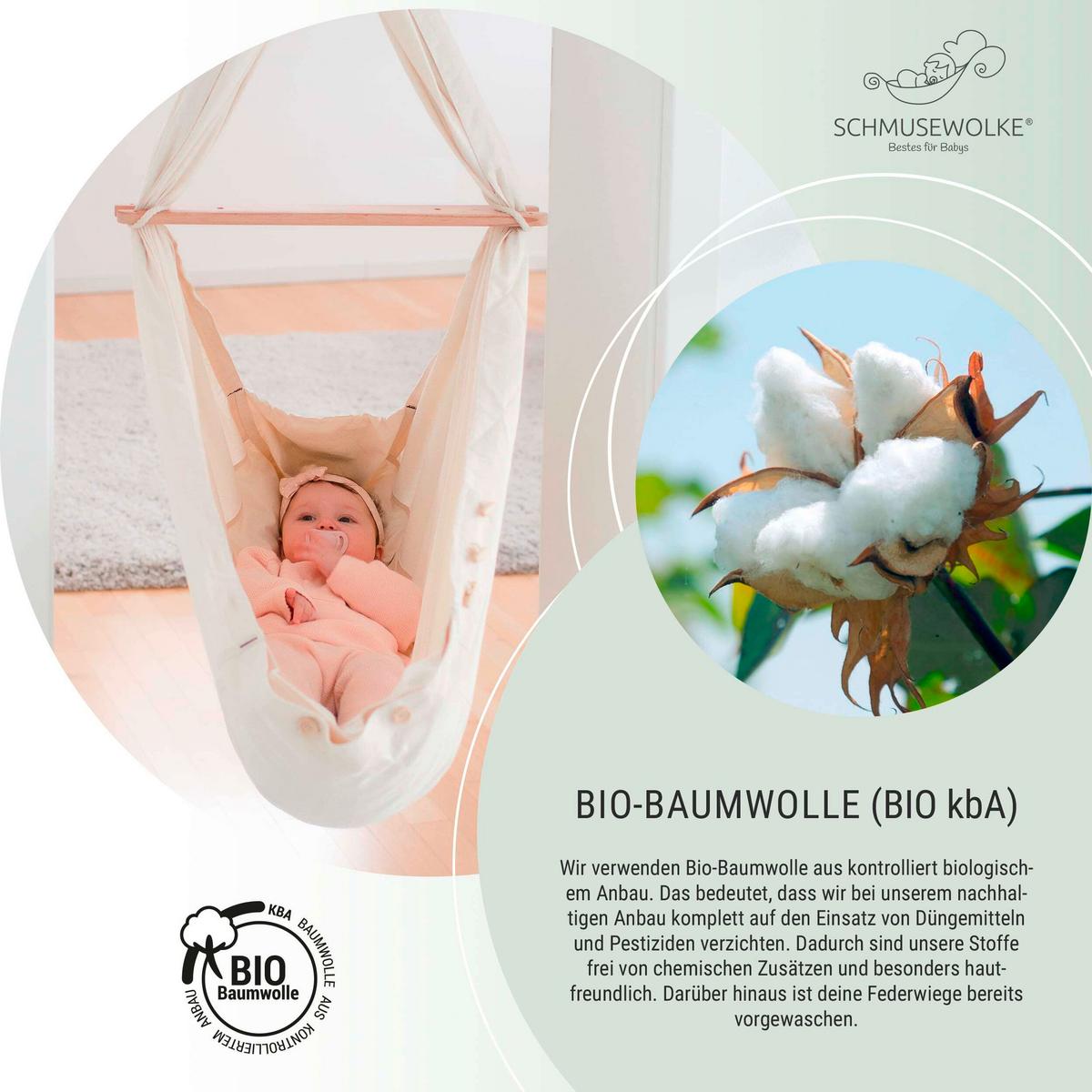 Federwiege Sw-Set-Ft-001 - Beige/Weiß, Basics, Holz/Textil (135/194/135cm) - SCHMUSEWOLKE