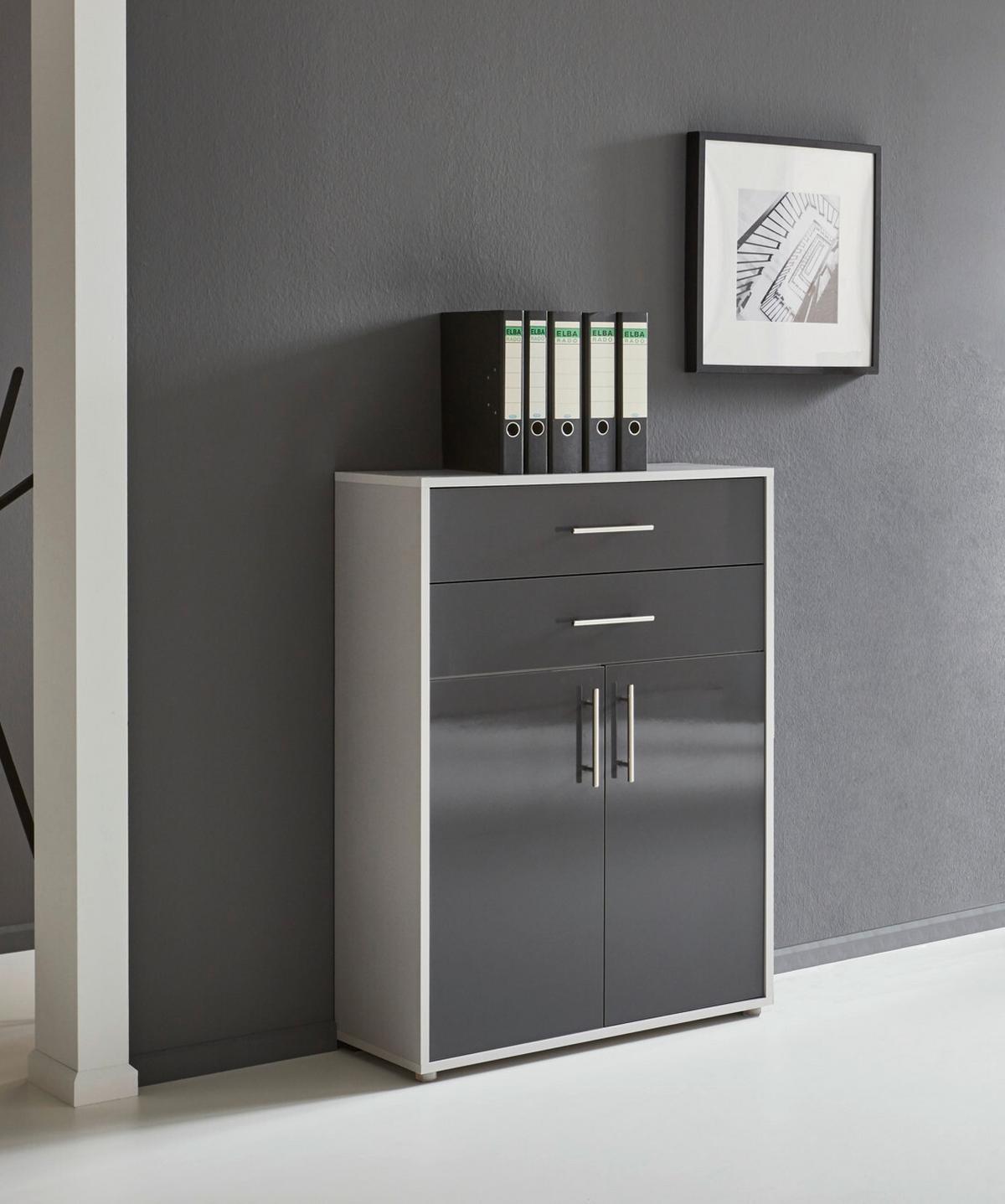 Aktenschran Office Edition Grau/anthrazit Hg B: 172,6cm - Anthrazit Hochglanz/Grau, MODERN, Holzwerkstoff (172,6/113,6/33cm) - MID.YOU