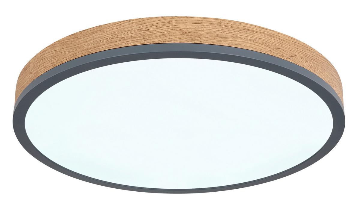 LED-Deckenleuchte Ø 45 cm mit Farbtemperaturenwechsler - Opal/Graphitfarben, Basics, Holzwerkstoff/Kunststoff (45/8,5cm) - Globo