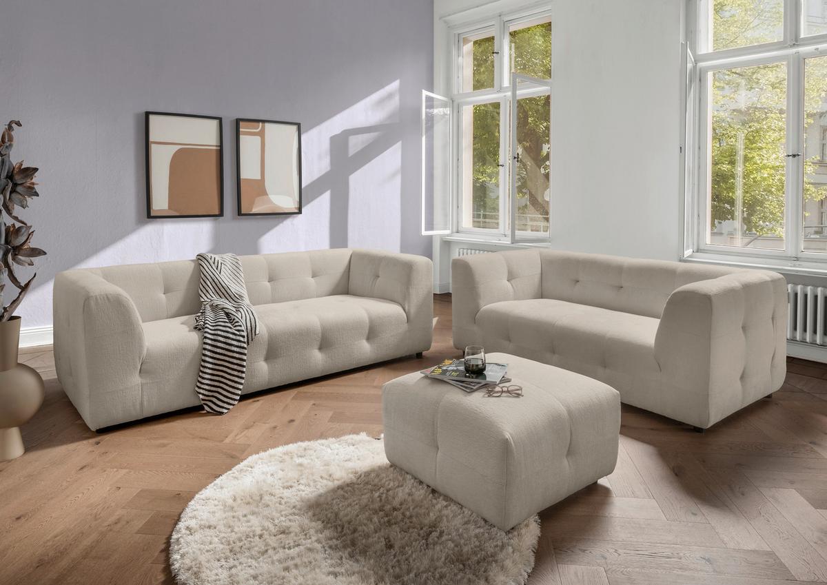 2,5-Sitzer Velice, Taupe B: 218 cm - Taupe/Schwarz, Design, Textil (218/72/95cm) - Livetastic